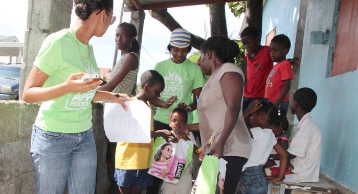 LIME employees distribute "care packages" along St. Vincent's Leeward coast. 