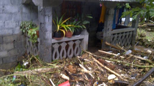 The Jefferys' house in Spring Village on Christmas Day 2013, after the floods the previous night.