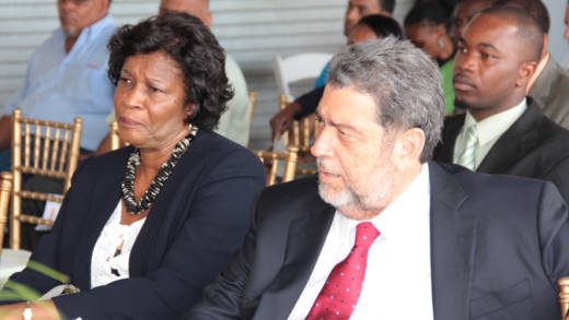 GG's Deputy Susan Dougan, left, and PM Ralph Gonsalves at a function last week. (IWN photo)