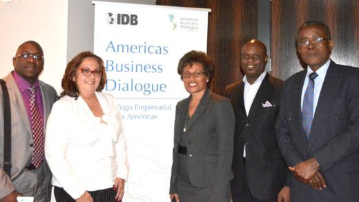 President of the SVG Chamber of Industry and Commerce, Christine Da Silva, 2nd left, and other regional representatives at the meeting.