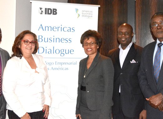 President of the SVG Chamber of Industry and Commerce, Christine Da Silva, 2nd left, and other regional representatives at the meeting.