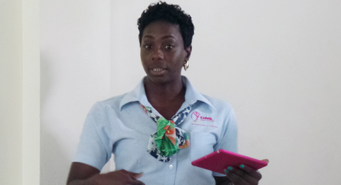 Barbadian sports psychologist Dawn Marie Layne during her presentation. 
