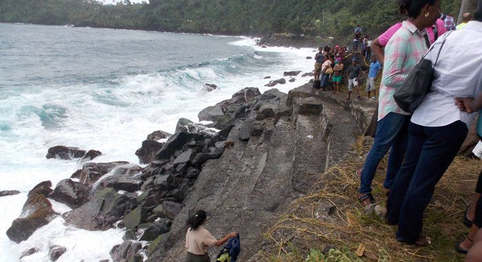 Police say that the large waves, and shoreline caves affected their operations at Rock Gutter. (IWN Photo)