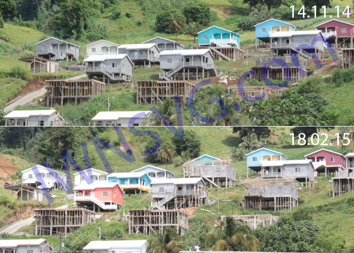 The houses at Green Hill seen in November 2014, top, and February 2015, bottom. (IWN photos)
