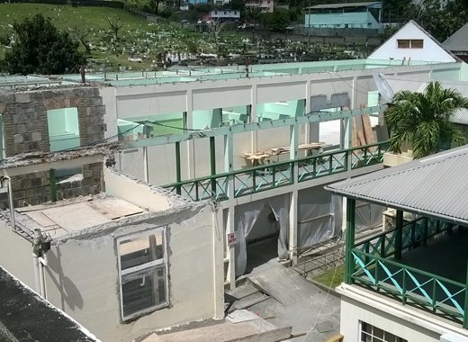 EU-funded refurbishment works underway at Milton Cato Memorial Hospital.