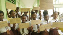 Central Leeward Secondary School students at the launch of their Young Leaders project.