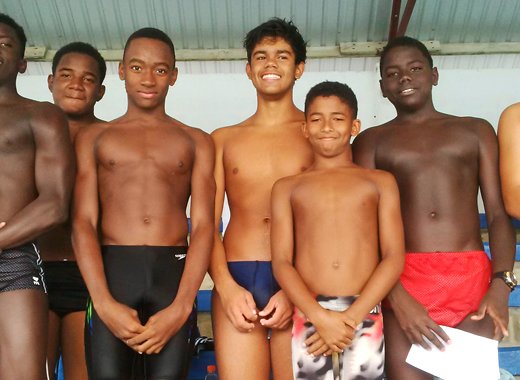 From left: Nikolas Sylvester, Chavez Joseph, Shane Cadogan, Dillon Gooding, Alex Joachim, Justin Sylvester, Cruz Halbich.