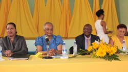 Opposition Leader Arnhim Eustace and other member of the panel at his party's "Conversation with Women" on Monday. (IWN photo)
