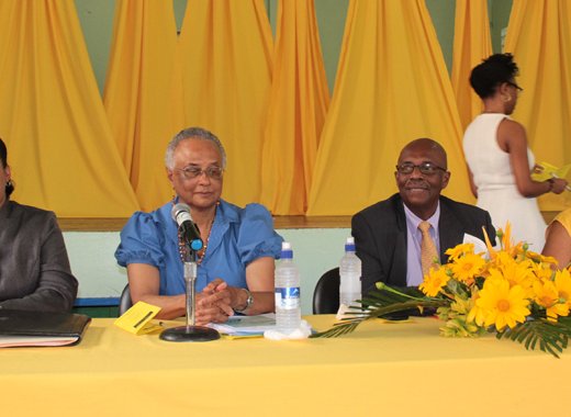 Opposition Leader Arnhim Eustace and other member of the panel at his party's "Conversation with Women" on Monday. (IWN photo)