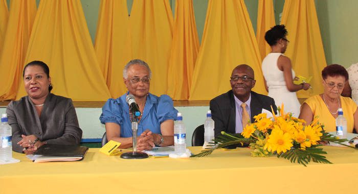 Opposition Leader Arnhim Eustace and other member of the panel at his party's "Conversation with Women" on Monday. (IWN photo)
