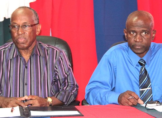 ULP Central Leeward candidate, Sir Louis Straker, left, and Central Leeward MP, Maxwell Charles. (IWN photo)