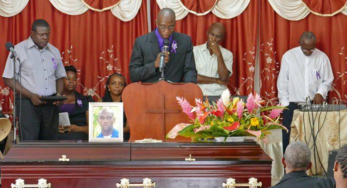 Kenton X. Chance delivers the eulogy at the funeral of his brother, W. Alex "Nick" Chance on Sunday. (Photo: Jamali Jack) 