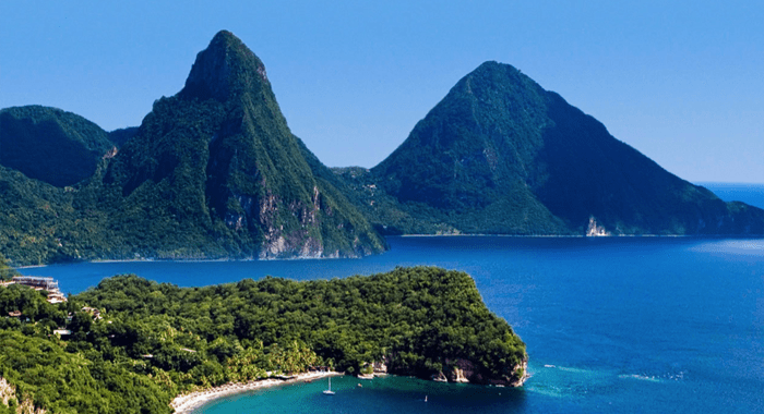 Renowned twin Pitons, St. Lucia.