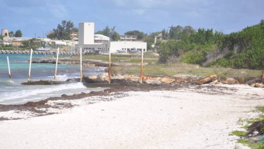 A section of Jabberwock beach, located on the northeastern coast of Antigua, that is being eroded by the sea. Credit: Desmond Brown/IPS.