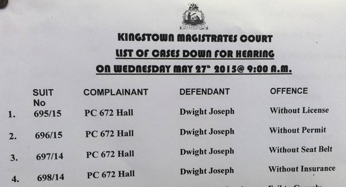 A photo of the charge sheet as displayed outside the court. (IWN photo)