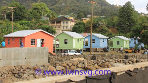 The five houses at Hope, Penniston that were given to disaster victims on Friday. (IWN photo)