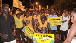 NDP supporters march towards Sion Hill Saturday night. (IWN photo)