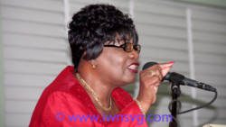 Former MP Rene Baptiste as she addressed the ULP's Women's Arm convention on Sunday. (IWN photo) 