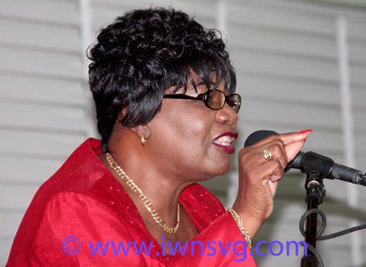 Former MP Rene Baptiste as she addressed the ULP's Women's Arm convention on Sunday. (IWN photo) 