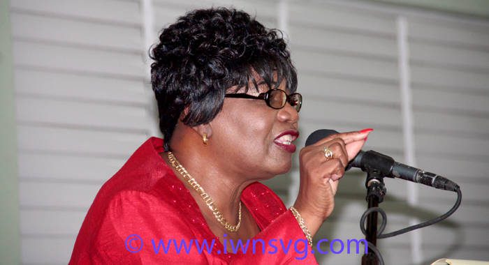 Former MP Rene Baptiste as she addressed the ULP's Women's Arm convention on Sunday. (IWN photo) 