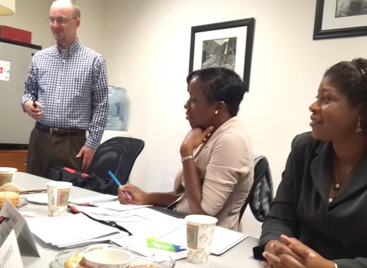Vincentian educator Mavis Findlay-Joseph, right during an appointment at The Massachusetts Association of Chapter 766 Approved Private School.