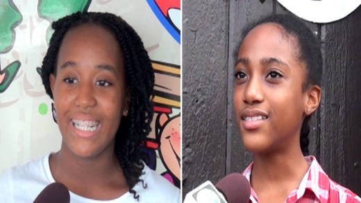 CPEA top performers:
Paige M. Cadogan left, and Rishona J. James tied for first place. (Photos: SVGTV/Facebook)