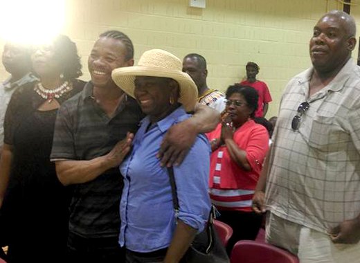 Members of the Garifuna nation at the NDP's town hall meeting in New York on Sunday. (Photo: Michael Johnson/Facebook)