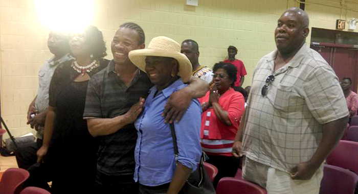 Members of the Garifuna nation at the NDP's town hall meeting in New York on Sunday. (Photo: Michael Johnson/Facebook)