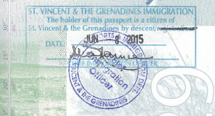 Garvin James' British passport contains stamps proving that the his a Vincentian citizen.