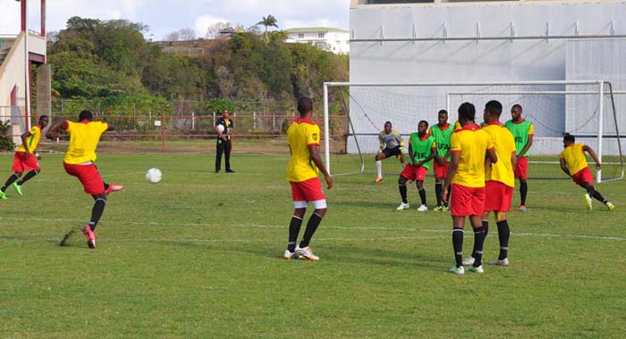 The Guyana team training at Arnos Vale Sports Complex. (Photo: Kaieteur News)