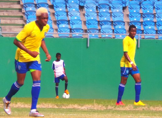  Oalex Anderson, left, scored SVG's second goal. (File photo) 