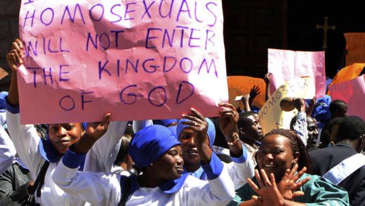 Members of a breakaway faction of the Anglican Church in Zimbabwe protest against homosexuality.  (Photo: Reuters)