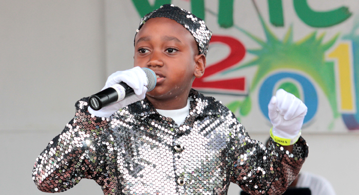 Kristian Christopher of Layou Government won the Primary School Calypso  crown. (IWN photo)
