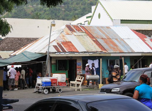 Old galvanise sheets form a makeshift roof of a shop in Little Tokyo, Kingstown. (IWN file photo)