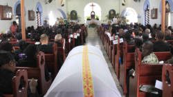 Nicole Sylvester's casket at her funeral on Monday. (IWN photo)