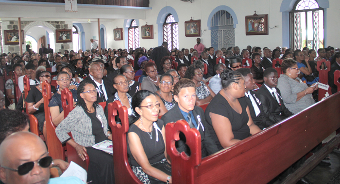 Mourners at Nicole Sylvester's funeral on Wednesday. (IWN photo)