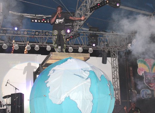 Skinnny Fabulous is on top of the world with his double soca win. (IWN photo)