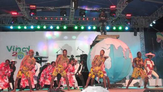 A scene from reigning soca monarch Skinny's performance of "Mash Up International" at Vincy Mas 2015. (Photo: Zavique Morris-Chance/IWN)