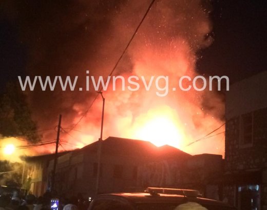 Inferno lights up evening sky as buildings burn in Kingstown