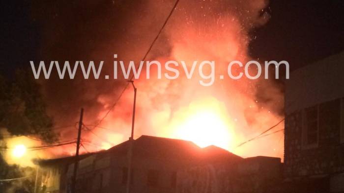 Inferno lights up evening sky as buildings burn in Kingstown