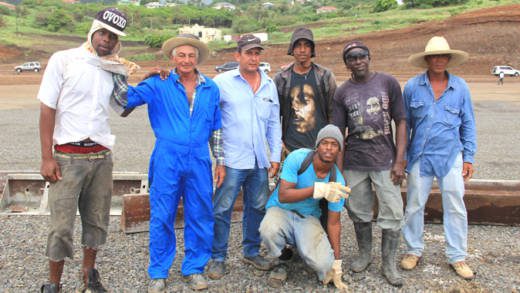 Cuban and Vincentian workers at Argyle International Airport in August 2014. (IWN photo)