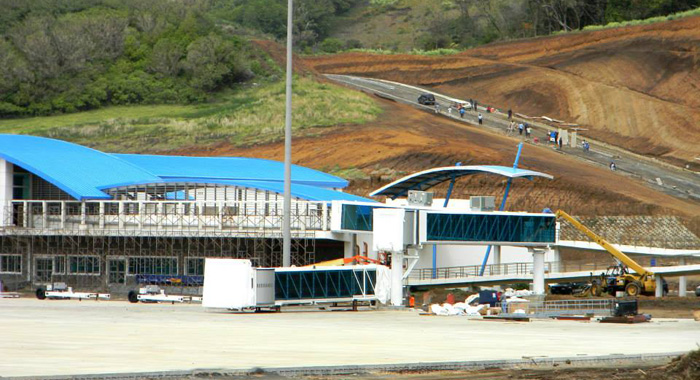 Another view of the airport showing the air bridges being installed and an access road under construction. (Photo: Friends of Argyle Int'l/Facebook) 