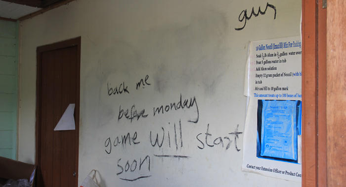 Another of the messages left on Stewart's property. It originally read "Put back me f**king gun before monday or game will start soon". (IWN photo)