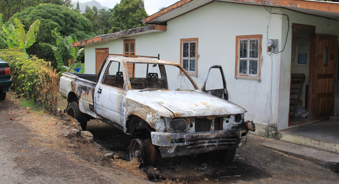 Hugh Stewart's vehicle was set on fire last week Saturday. (IWN photo)