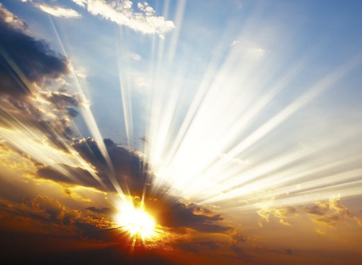 beautiful colorful sunset with sun rays