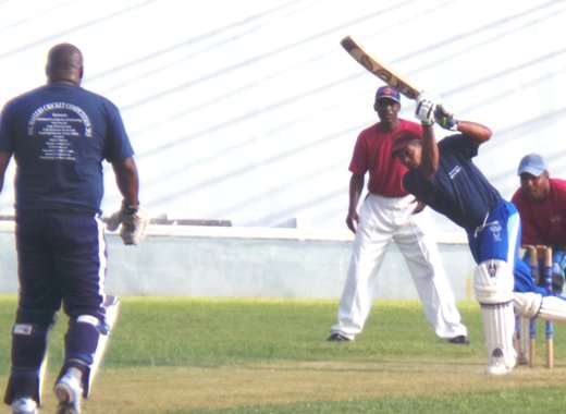 RSVG Police batsman Gosnel Cupid drives.