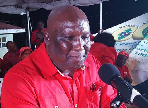 Jimmy Prince addressing the ULP rally in Richland Park Sunday night. (Photo: Lance Neverson/Facebook)