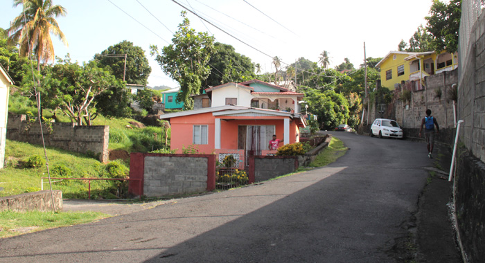 There confusion surrounded these houses, sandwiched between a river and the road in Murray's Village. (IWN photo)