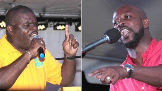 MP for North Leeward, Roland "Patel" Matthews, left, and Carlos James, the ULP's candidate. (IWN photos)