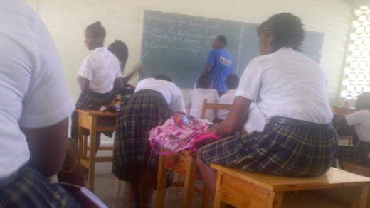 Some students at the Petit Bordel Secondary School have been without chairs since school re-opened on Sept. 7.